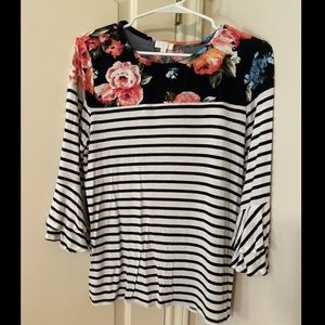Stripe and floral top